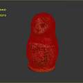 Traditional Matryoshka Doll With Red Yellow Floral Patterns And Blue Eyes
