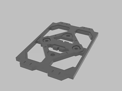 Gray 3D Model Mechanical Structural Component With Geometric Frame And Holes 3d model