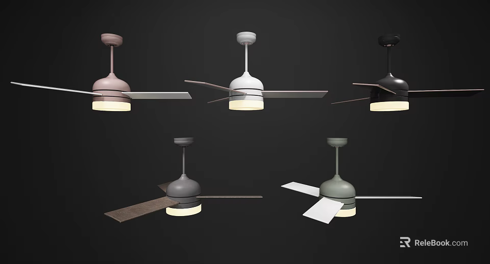 Modern Ceiling Air Conditioner Fans With Light And Various Colors Design 3d model