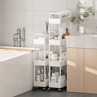 Bathroom storage rack cart bathroom supplies 3d model