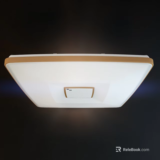 Modern White Ceiling Light With Brown Border And Square Control Panel 3d model 