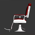Red Barber Chair With Red Seat Backrest Armrests White Base And Footrest