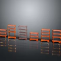 Orange And Dark Red Bookshelves With Various Shelf Designs For