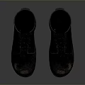 Vintage Black Leather Boots With Lace Up Design And Distressed Texture