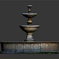Classical Three Tier Garden Ornament Fountain With Circular Stone Basin And Blue Water