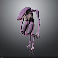 Purple Fantasy Creature Character With Slender Limbs And Grotesque Biological Features