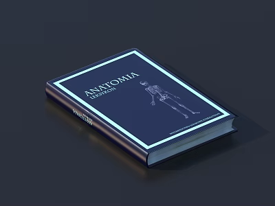 Anatomia Book Second Edition With Skeleton Illustration On Dark Blue Cover 3d model
