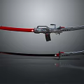 Sci Fi Mechanical Swords With Red And Black Blades And Gun Components