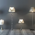 Modern Lighting Combinations With Floor And Table Lamps Scalloped Pleated White Shades