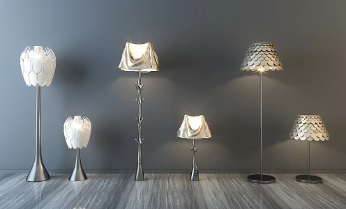Modern lamp combination fashion simple metal chandelier combination 3d model