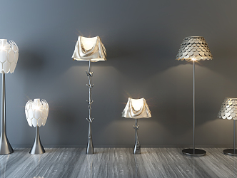 Modern lamp combination fashion simple metal chandelier combination 3d model