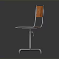 Stylish Orange Wooden Chair With Chrome Metal Frame And Cross Base