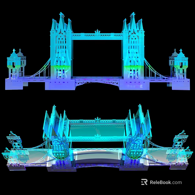 Detailed 3D Model of London Tower Bridge Showing Architectural Structure and Design 3d model 