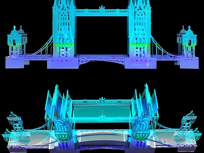 Detailed 3D Model of London Tower Bridge Showing Architectural Structure and Design 3d model