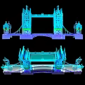 Detailed 3D Model of London Tower Bridge Showing Architectural Structure and Design