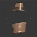 Brown Wide Brimmed Hat With Leather Case And Shirt Collar Accessory Detail