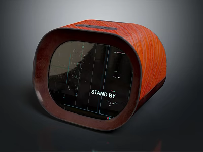 Red Wooden Case Projection Monitoring Device With Standby Screen And Monitoring Interface 3d model