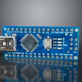 Blue Computer Circuit Board With USB Port Microchip And Electronic Components 3d model