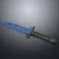 Tactical Combat Knife With Sharp Serrated Blade And Green Textured Military Handle Design