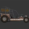 Open Frame Off Road Buggy With Red Seats And Large Tires 3d model