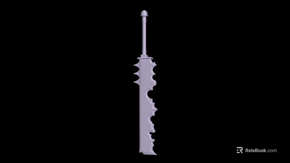Serrated Blade Weapon 3D Model Design With Sharp Edges And Decorative Spikes 3d model 