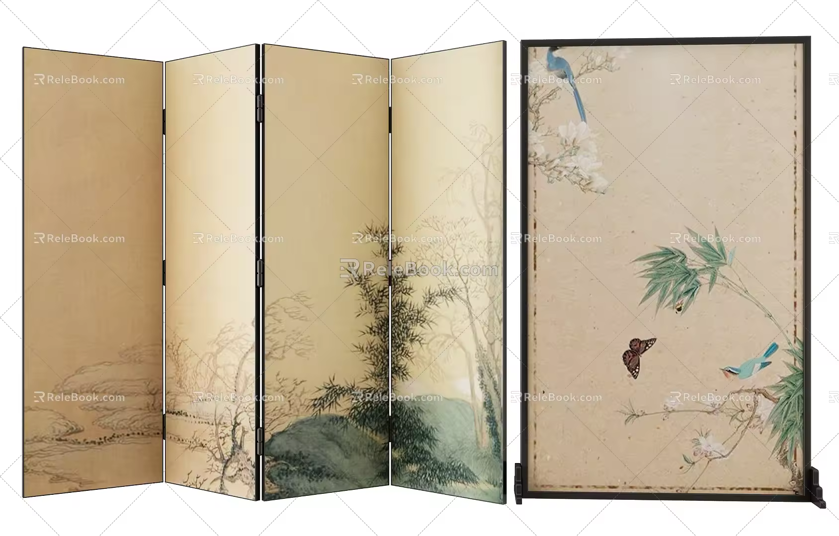 new chinese style screen 3d model