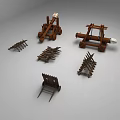Vintage Handcrafted Rustic Wooden Ancient Agricultural Tools and Mechanical Models Collection