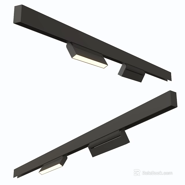 Modern Track Mounted Downlights And Spotlights With Sleek Black Finish For Interior Lighting Design 3d model 