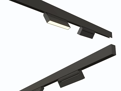 Modern Track Mounted Downlights And Spotlights With Sleek Black Finish For Interior Lighting Design 3d model