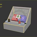 White Scientific Device With N S Markings Pointer And Colored Knobs 3d model