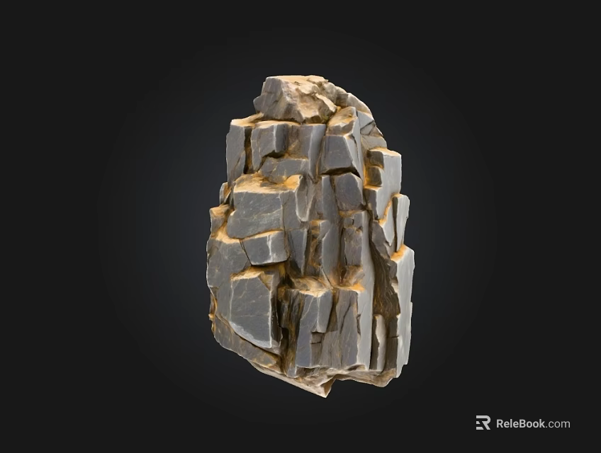 Natural Stone And Wood Decorative Structure With Textured Surface And Organic Design 3d model 