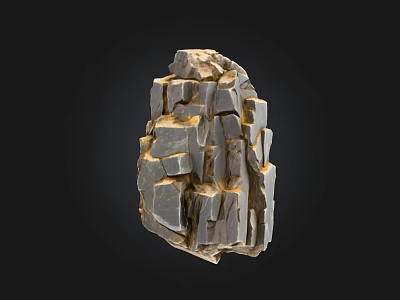 Natural Stone And Wood Decorative Structure With Textured Surface And Organic Design 3d model