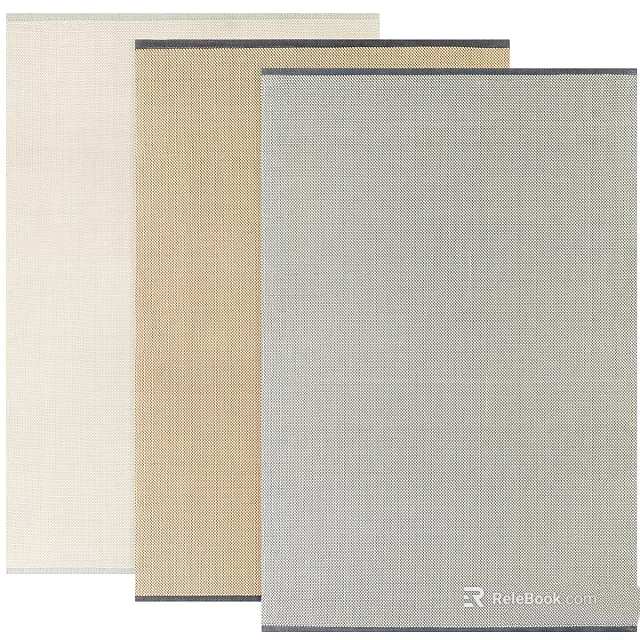 Square Carpet With Beige Brown Gray Striped Woven Pattern For Living Room 3d model