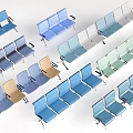 Various Colored Row Seating Sets With Blue Gray Green And Beige Tones