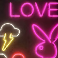 Colorful Decorative Neon Lights Featuring Heart Cloud and Lightning Shapes in Pink Yellow Blue
