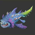 Colorful Fantasy Fish Toy With Vibrant Spikes Multicolored Scales And Sharp Teeth