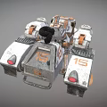 Detailed Orange And White 3D Model Tank With Tracks Turret And Number 15