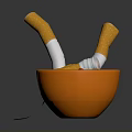 Orange Bowl With Yellow Cigarettes And White Filters Plus Cigarette Pack Label