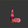 Heart Shaped Pink Medical Device With Golden Decorations And Rose Petals