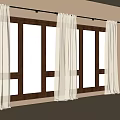 White Sheer Curtains Hanging On Black Rods In Modern Bright Room With Wooden Window Frames