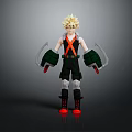 Anime Style 3D Character With Golden Spiky Hair Green Gloves And Creature Inspired Weapons