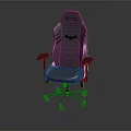 Ergonomic Gray Gaming Chair With Batman Logo Like Padded Armrests And Stable Wheeled Base