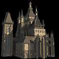 Ancient Gothic Building Featuring Stone Spires Arched Windows And Tall Towers 3d model