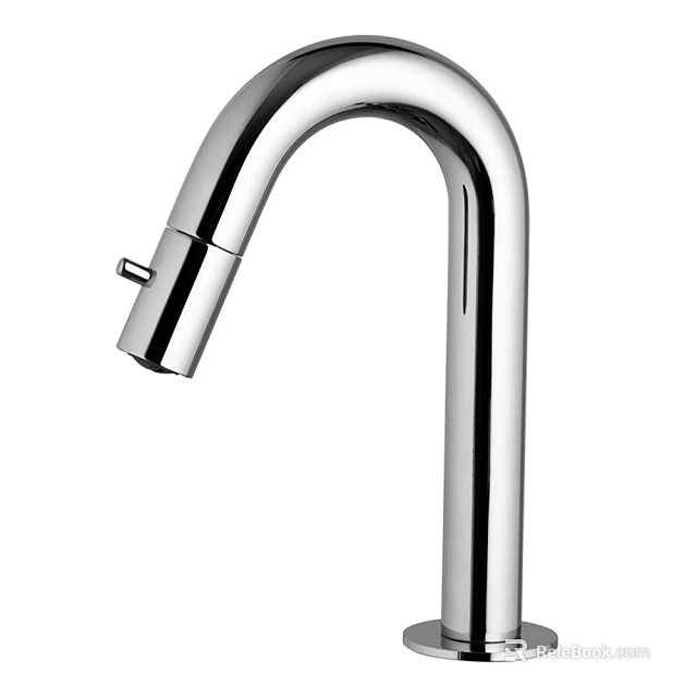 Sleek Modern Chrome Kitchen Faucet With Curved Spout And Single Handle Design 3d model 