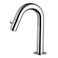 Sleek Modern Chrome Kitchen Faucet With Curved Spout And Single Handle Design