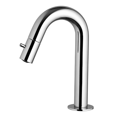 Sleek Modern Chrome Kitchen Faucet With Curved Spout And Single Handle Design 3d model