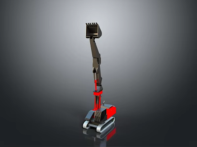 Black Red Excavator With Mechanical Arm Bucket And Crawler Tracks For Heavy Duty Construction 3d model