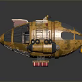 Yellow Mechanical Vehicle 3D Model With Transparent Cockpit Red Details And Metal Ladder