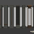 Modern Decorative Columns with Various Textures Metal Accents and Architectural Details in Contemporary Interior Space