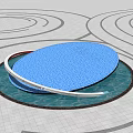 Decorative Garden Ornament With Circular Pool Blue Oval Surface And Paved Pathways 3d model